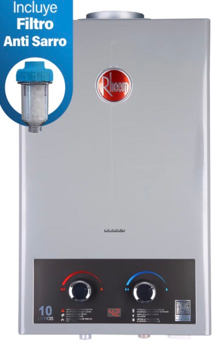 Calefont Rheem Tiro Natural 10 Litros Gas Licuado con Multivalvula