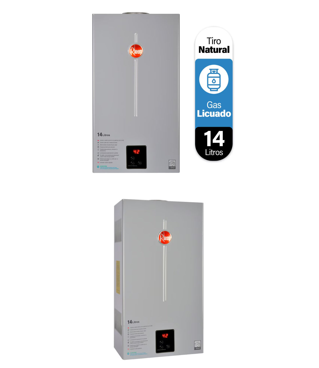 Calefont Rheem 14 litros Tiro Natural (con Instalación incluida) Gas Licuado
