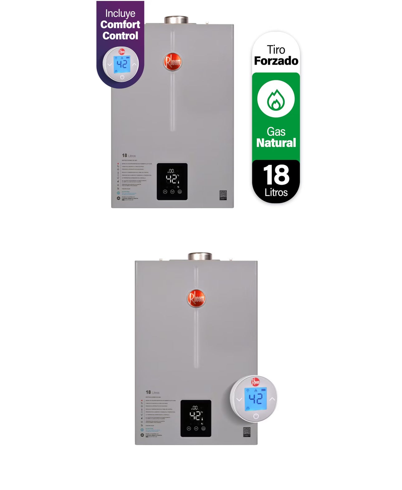 Calefont Rheem 18 litros Tiro Forzado (con Instalación incluida)Gas Natural