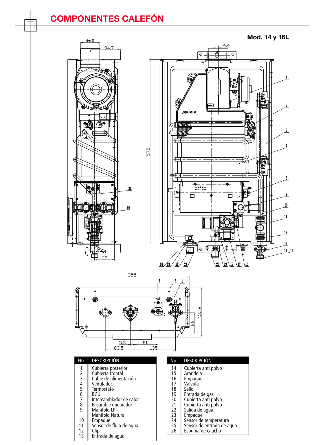 Calefont Rheem 14 litros Tiro Forzado (con Instalación incluida)Gas Natural