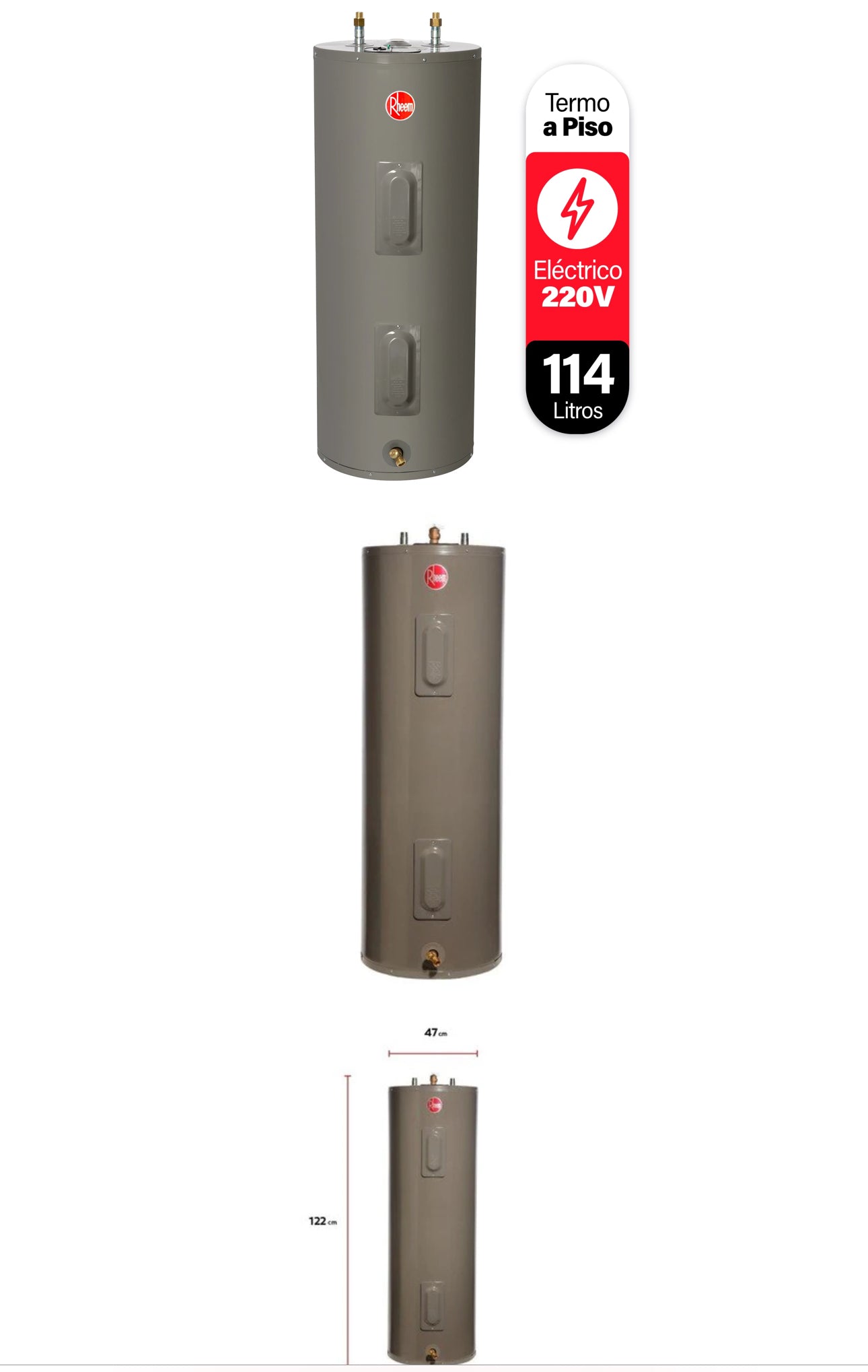 Termo Eléctrico de Piso Rheem 114 litros 220 V (con Instalación incluida)