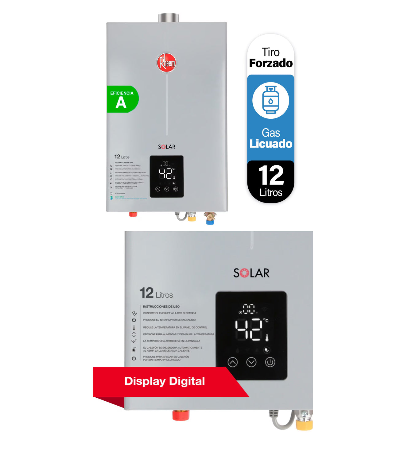 Calefont Rheem 12 litros Tiro Forzado (con Instalación incluida)Gas Licuado