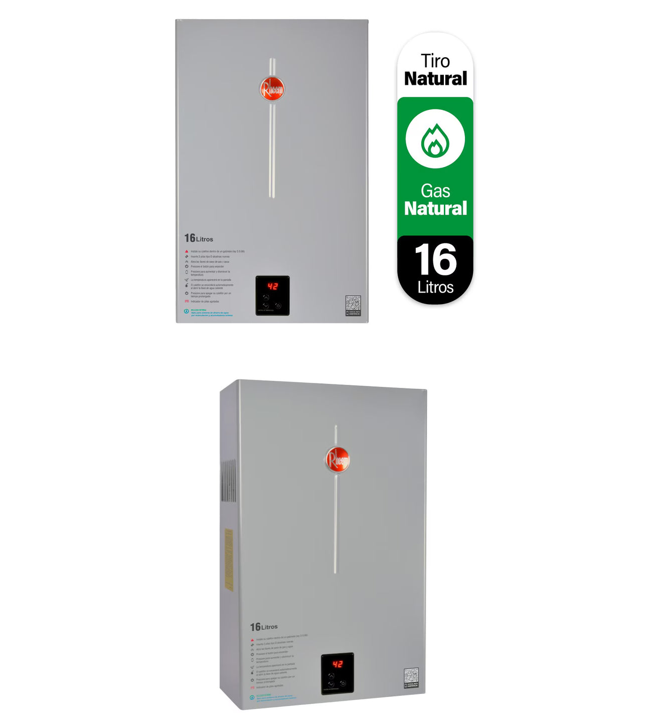 Calefont Rheem 16 litros tiro natural (con Instalación incluida) Gas Natural