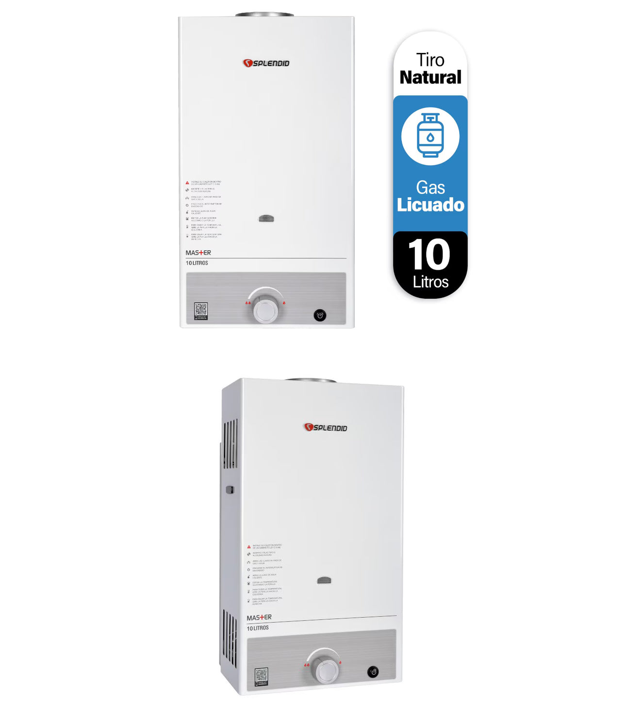 Calefont Splendid Master 10 litros tiro natural (con Instalación incluida)Gas Licuado