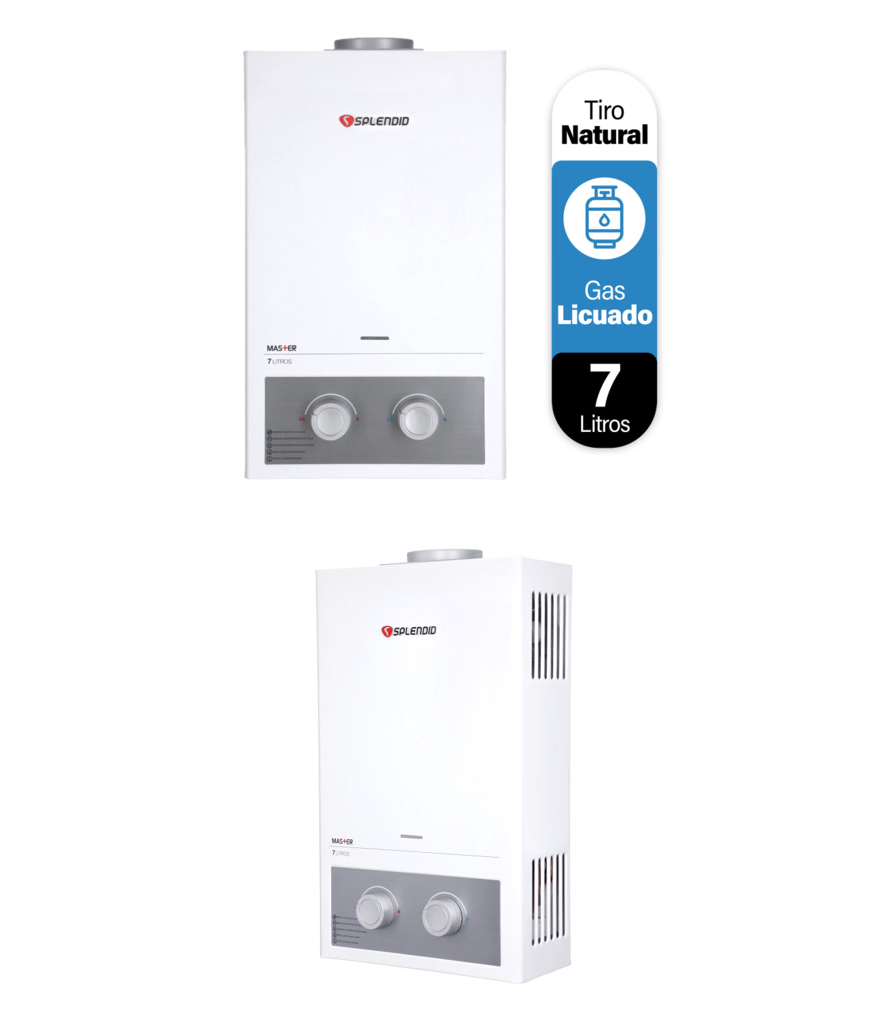 Calefont Splendid Master 7 litros Tiro Natural (con Instalación incluida ) Gas Licuado