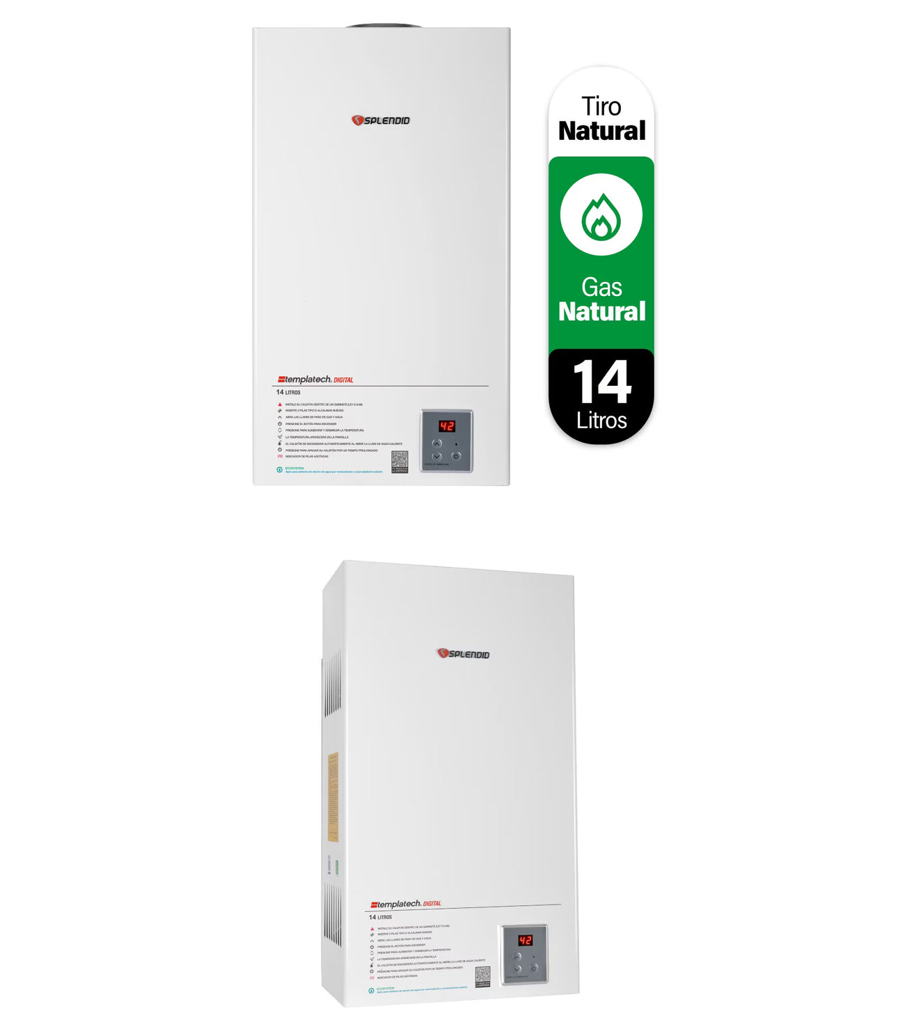Calefont Splendid Templatech 14 litros tiro natural (con Instalación incluida)Gas Natural