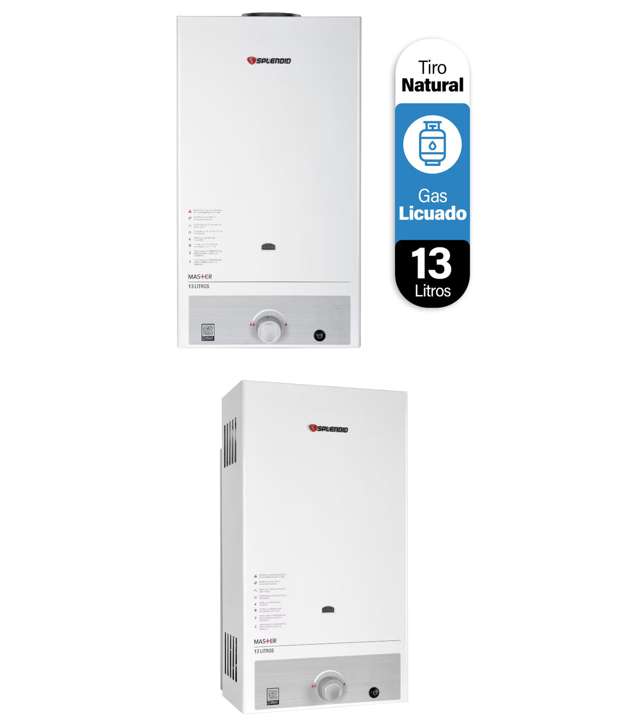 Calefont Splendid Master 13 litros Tiro Natural (con Instalación incluida)Gas Licuado