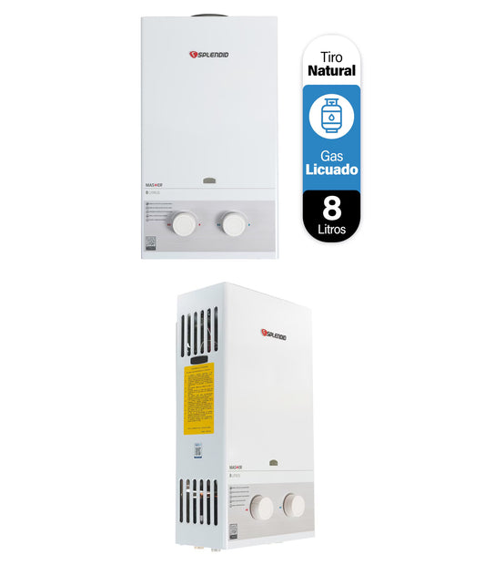 Calefont Splendid Master 8 litros tiro natural (con Instalación incluida ) Gas Licuado