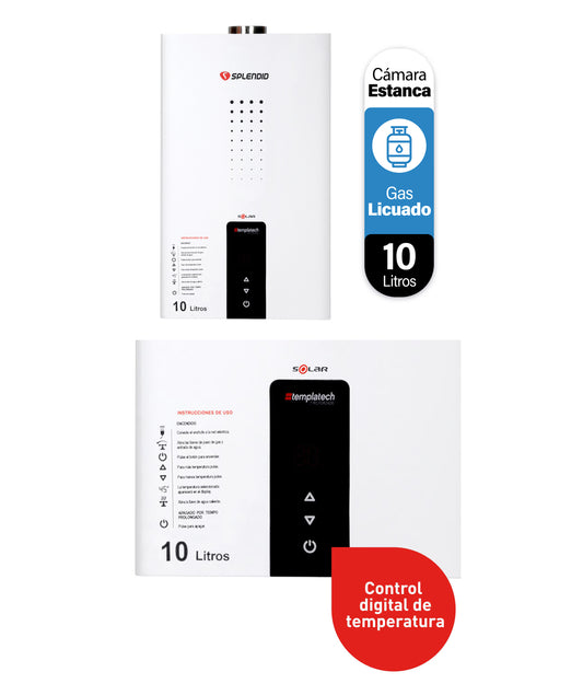 Calefont Splendid Templatech 10 litros tiro forzado Cámara Estanca (con Instalación incluida)Gas Licuado