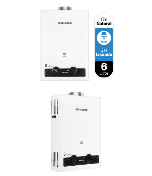 Calefont Splendid Master 6 litros Tiro Natural (con Instalación incluida ) Gas Licuado