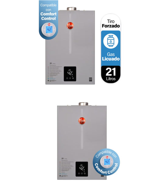 Calefont Rheem 21 litros Tiro Forzado (con Instalación incluida)Gas Licuado