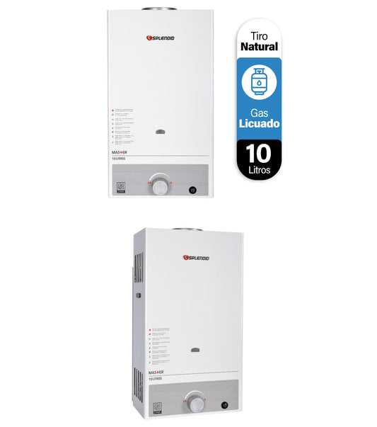 Calefont Splendid Master 10 litros tiro natural (con Instalación incluida)Gas Licuado