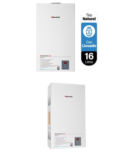 Calefont Splendid Templatech 16 litros tiro natural (con instalación incluida)Gas Licuado