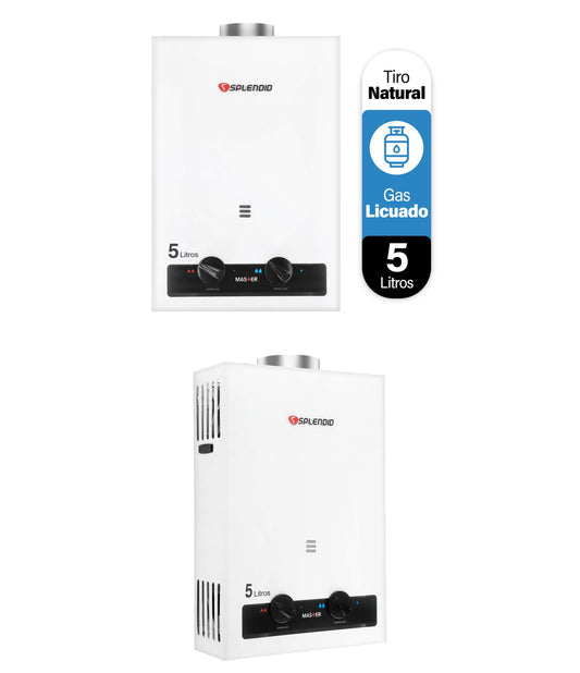 Calefont Splendid Master 5 litros Tiro Natural (con Instalación incluida ) Gas Licuado