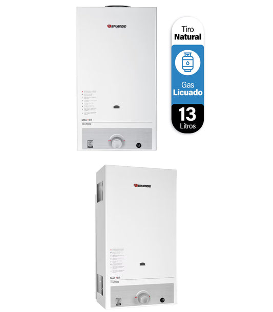 Calefont Splendid Master 13 litros Tiro Natural (con Instalación incluida)Gas Licuado